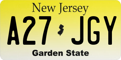 NJ license plate A27JGY