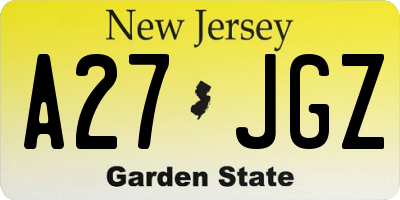 NJ license plate A27JGZ