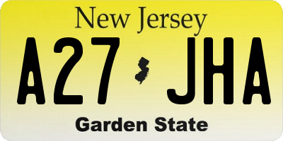 NJ license plate A27JHA