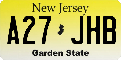 NJ license plate A27JHB