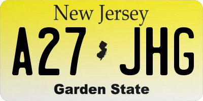 NJ license plate A27JHG