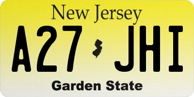 NJ license plate A27JHI