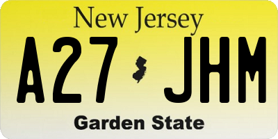 NJ license plate A27JHM