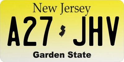 NJ license plate A27JHV