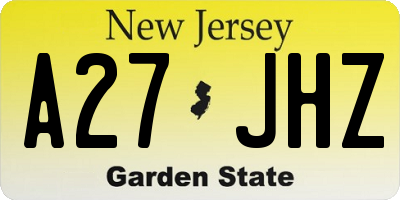 NJ license plate A27JHZ