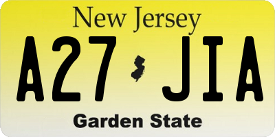 NJ license plate A27JIA