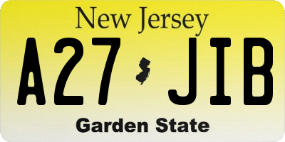 NJ license plate A27JIB