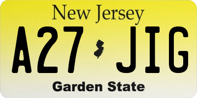 NJ license plate A27JIG