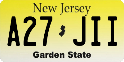 NJ license plate A27JII