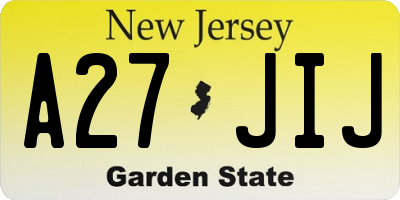 NJ license plate A27JIJ
