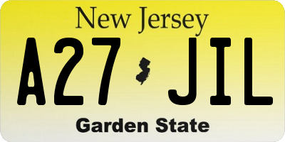 NJ license plate A27JIL