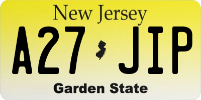 NJ license plate A27JIP