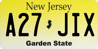 NJ license plate A27JIX