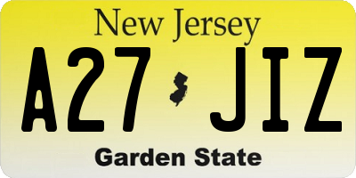 NJ license plate A27JIZ