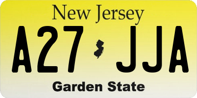 NJ license plate A27JJA