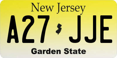 NJ license plate A27JJE