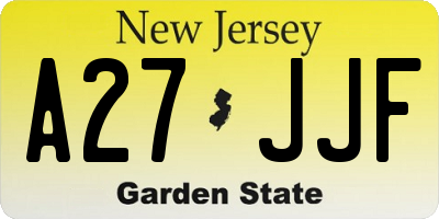 NJ license plate A27JJF