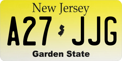 NJ license plate A27JJG