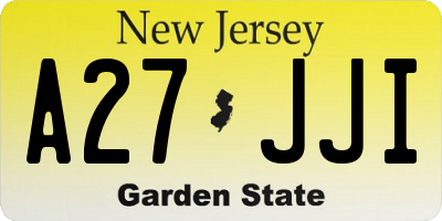 NJ license plate A27JJI