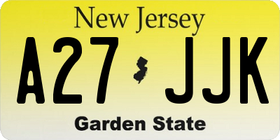 NJ license plate A27JJK
