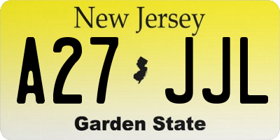 NJ license plate A27JJL