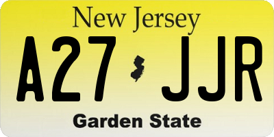 NJ license plate A27JJR