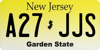 NJ license plate A27JJS