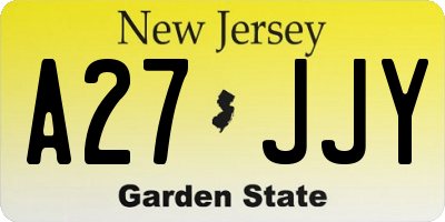 NJ license plate A27JJY