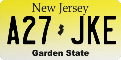 NJ license plate A27JKE