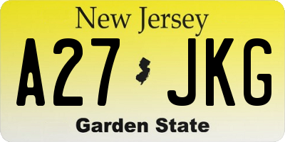 NJ license plate A27JKG
