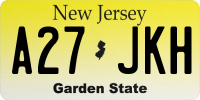 NJ license plate A27JKH