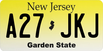 NJ license plate A27JKJ