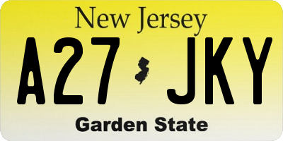 NJ license plate A27JKY
