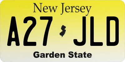 NJ license plate A27JLD