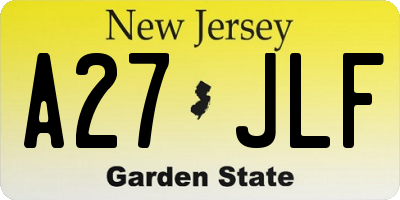 NJ license plate A27JLF
