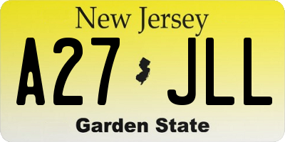 NJ license plate A27JLL
