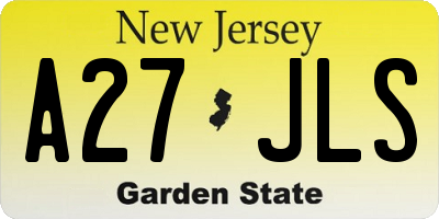 NJ license plate A27JLS