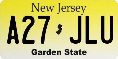 NJ license plate A27JLU