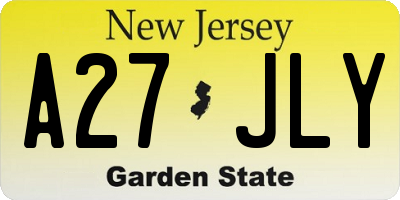 NJ license plate A27JLY