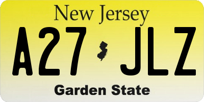 NJ license plate A27JLZ