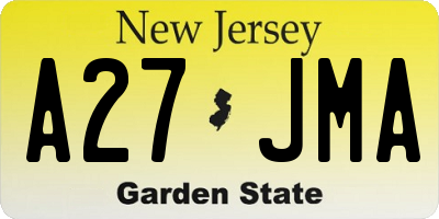 NJ license plate A27JMA
