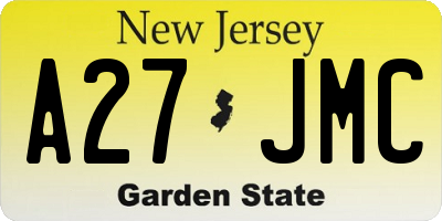 NJ license plate A27JMC