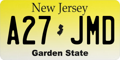 NJ license plate A27JMD