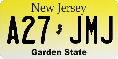 NJ license plate A27JMJ