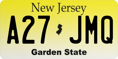 NJ license plate A27JMQ
