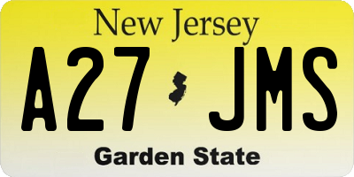 NJ license plate A27JMS