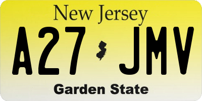NJ license plate A27JMV