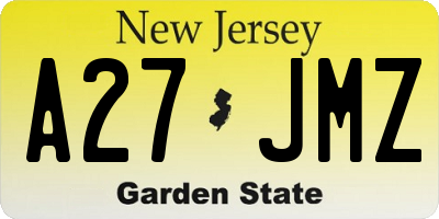 NJ license plate A27JMZ
