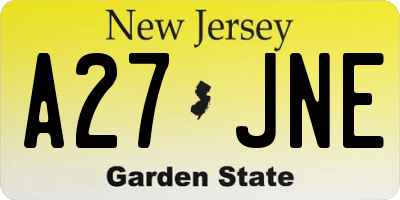 NJ license plate A27JNE