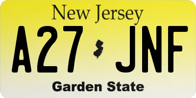 NJ license plate A27JNF
